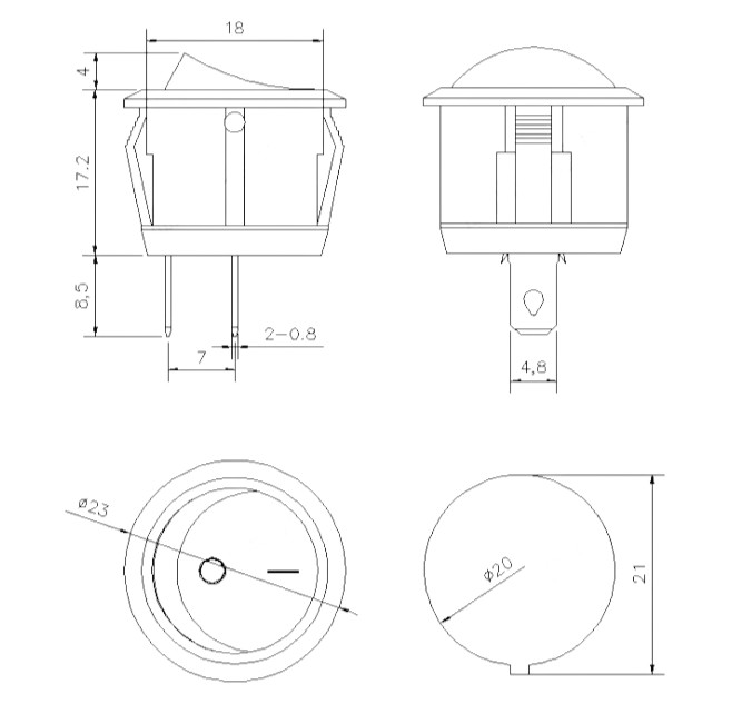 Switch KCD1-105 6A250V 2ขา ON-OFF