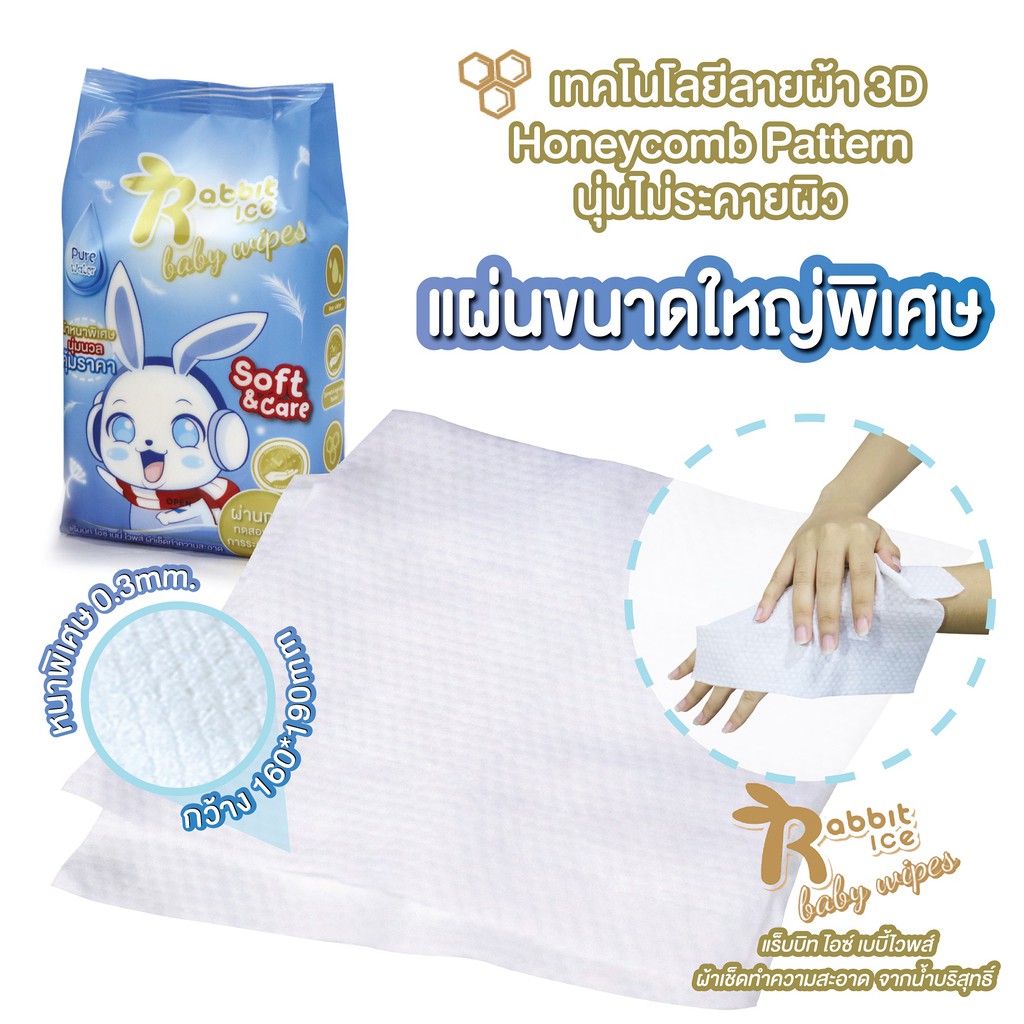 🎉ถูกที่สุด✨ ทิชชู่เปียก 🔥 Rabbitice Baby wipes กระดาษทิชชู่เปียก 20 แผ่น / ซอง