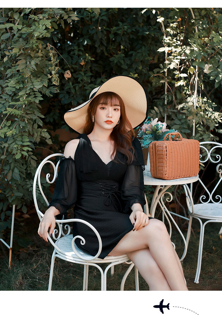 ชุดว่ายน้ำไซส์ใหญ่ 5xl พร้อมส่ง :ชุดว่ายน้ำคนอ้วนชุดเที่ยวทะเลสีดำถักสายด้านหน้า แขนต่อถอดออกได้มีกางเกงขาสั้นใส่ด้านในแบบสวย sexyมากๆจ้า: ขนาด รอบอก 40 - 48 นิ้ว เอว 38 - 48 นิ้ว สะโพก 42 - 52 นิ้ว