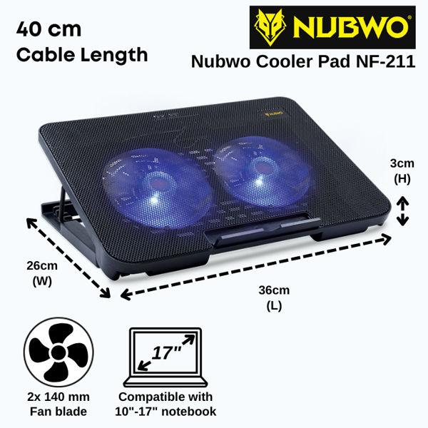 พัดลมโน๊ตบุ๊ค Nubwo รุ่น NF211 Cooler pad Shiron ระบายความร้อน