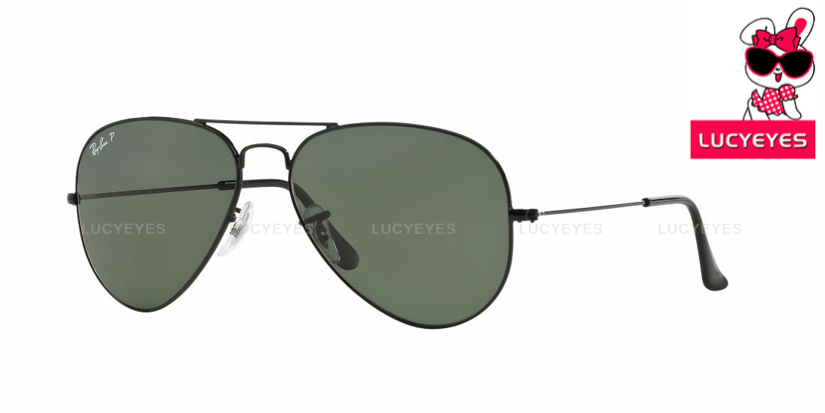 RAYBAN RB3025 002/58 ORIGINAL AVIATOR Size 55,58,62 กรอบดำ เลนส์เขียว Polarized