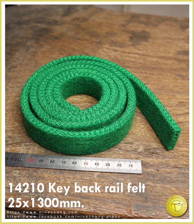 14210 Key back rail felt 25x1300mm. (Green)