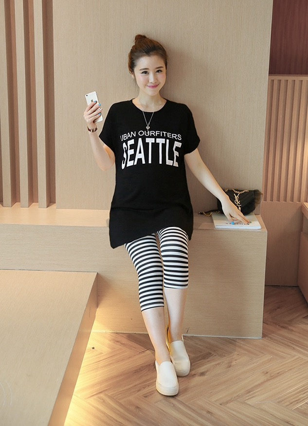 ชุดเสื้อคลุมท้อง+กางเกง 5ส่วน ลายน่ารัก เสื้อเป็นผ้ายืดนิ่มใส่สบาย M,L,XL,XXL