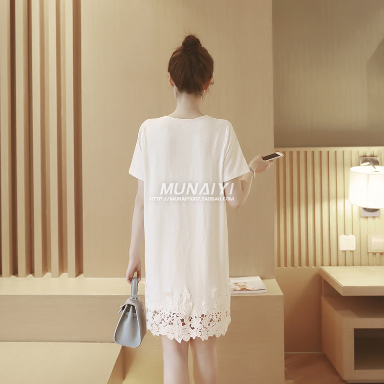 ชุดคลุมท้องแฟชั่น ลายกวางน้อย ประดับด้วยลูกไม้ M,L,XL,XXL