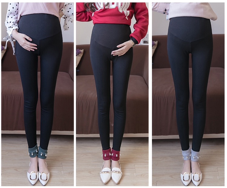 เลคกิ้งคนท้องขายาว ปลายขามี 4 สี ประดับด้วยมุกตุ้งติ้งน่ารักสวยงาม มีสายปรับขนาดครรภ์ M,L,XL