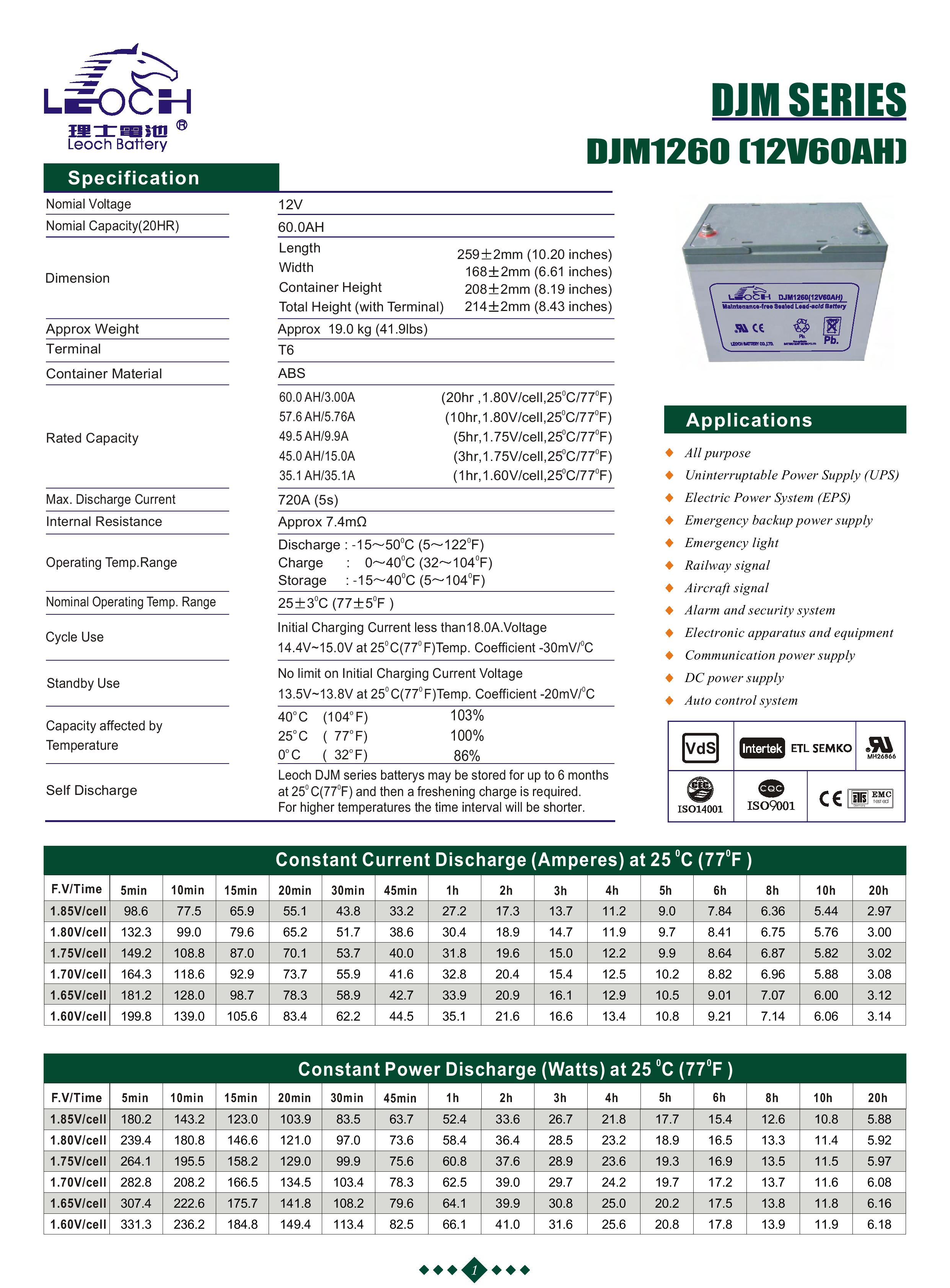 12V 60AH LEOCH