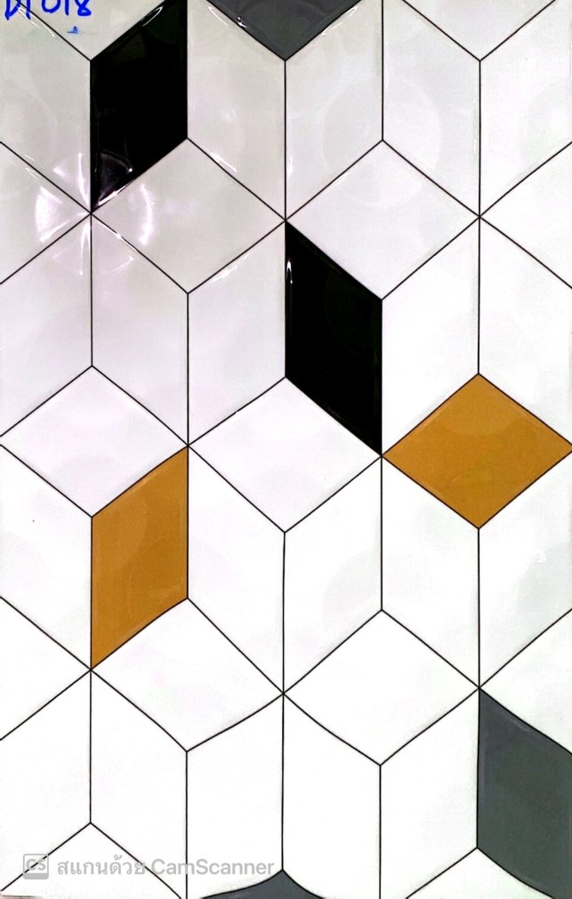 กระเบื้องผนัง กราฟฟิก รอมบัส #DT018 (Graphics Rhombus) 30x45 PORCELA (6ผ./0.81ตร.ม./กล่อง)