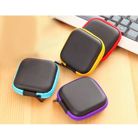 กระเป๋าใส่หูฟัง-เล็ก ทรงเหลี่ยม มีซิป กระเป๋าเก็บสายดาต้า เก็บสายมือถือ กระเป๋าใส่กุญแจ