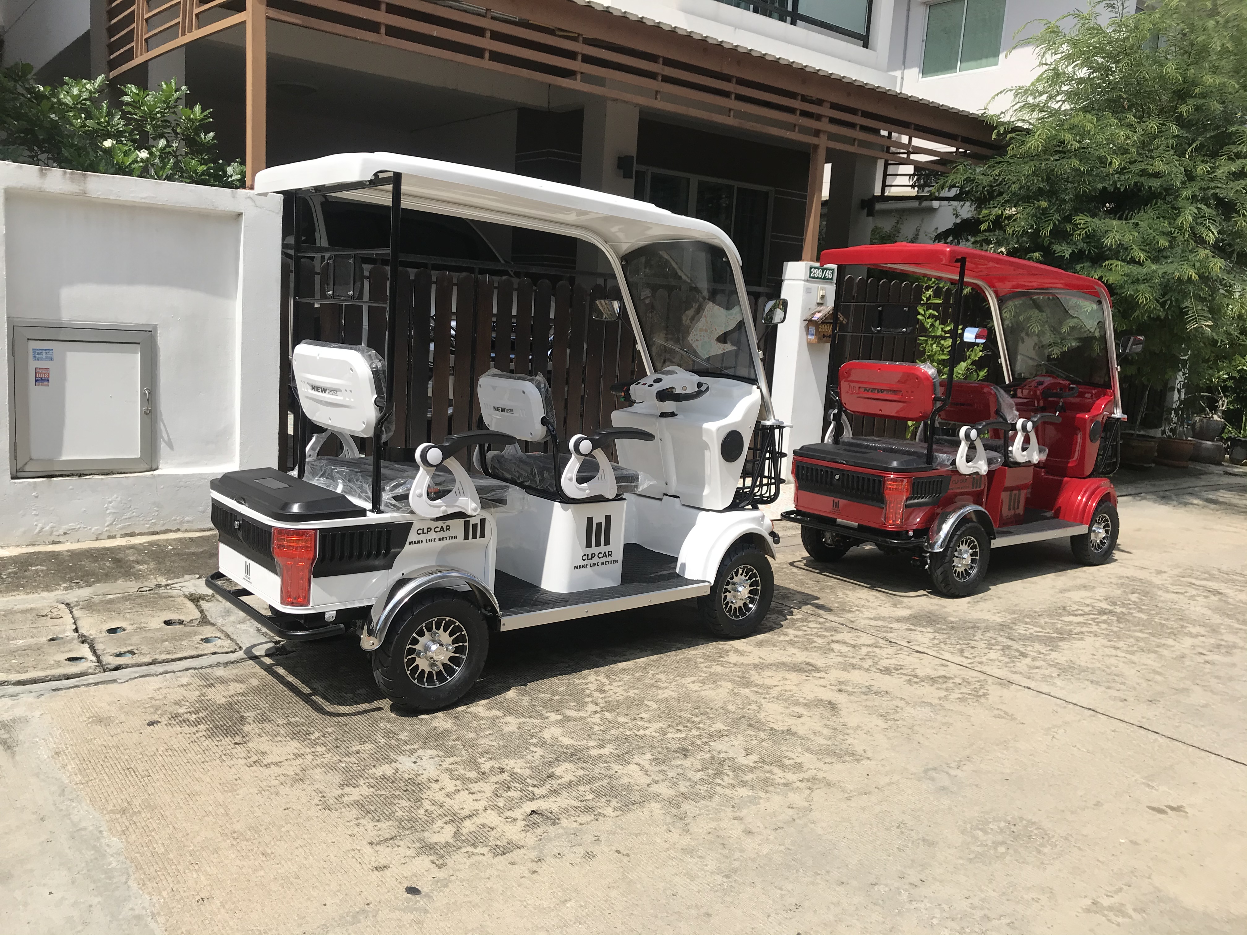รถไฟฟ้า 4 ล้อ 3 ที่นั่ง รุ่น M-01 ยี่ห้อ CLP CAR สีขาว ขับแฮนด์บิด