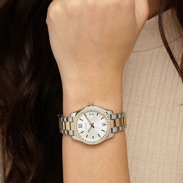 Fossil ES4319 นาฬิกาผู้หญิง Scarlette Mini Three-Hand Date Two-Tone Quartz Women's Watch