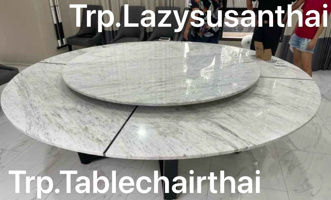 Trp. Trp.ทีอาร์พี ชุดโต๊ะกลม 20 ที่นั่ง พร้อมชุดจานหมุนอาหาร และ ฐานรองหมุนไฟฟ้าถ่านชาร์ทรีโมท