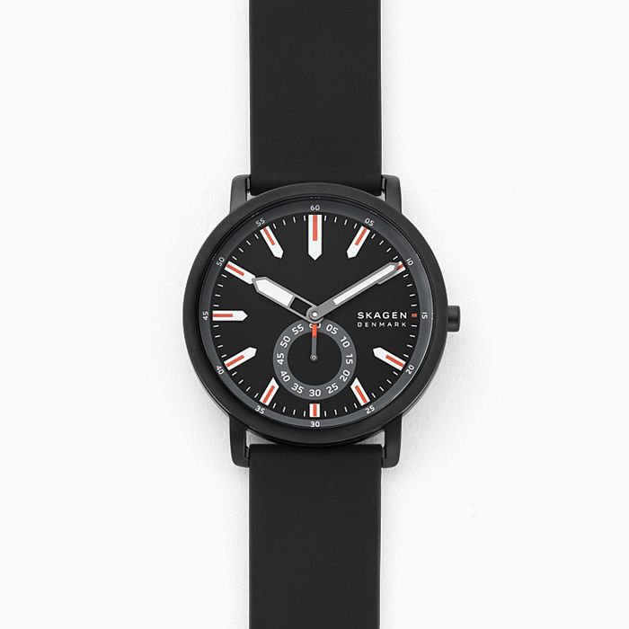 Skagen SKW6612 นาฬิกาผู้ชาย Colden Three-Hand Black Silicone Quartz Men's Watch
