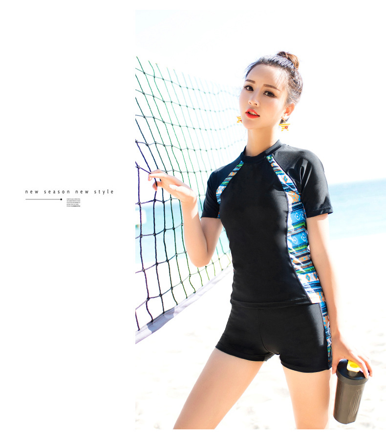 ชุดว่ายน้ำทูพีช พร้อมส่ง :ชุดว่ายน้ำคนอ้วนสีดำแขนสั้นแต่งลายสีฟ้า กางเกงขาสั้นสีดำ .สีสันสดใสแบบสวยน่ารักมากๆจ้า:รอบอก38-46นิ้ว เอว36-46นิ้ว สะโพก40-50นิ้ว