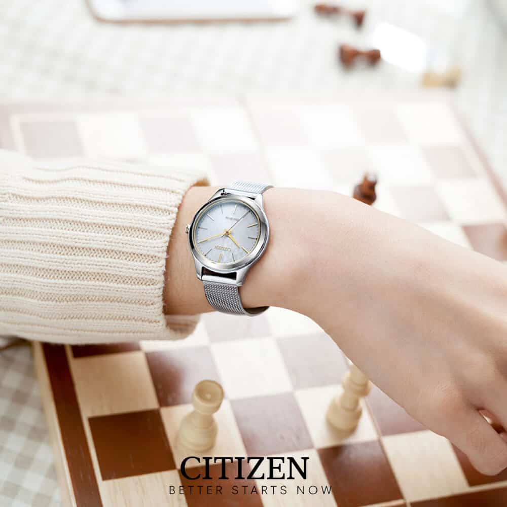 Citizen EM0504-81A นาฬิกาผู้หญิง Eco-Drive Elegant Mesh Women's Watch