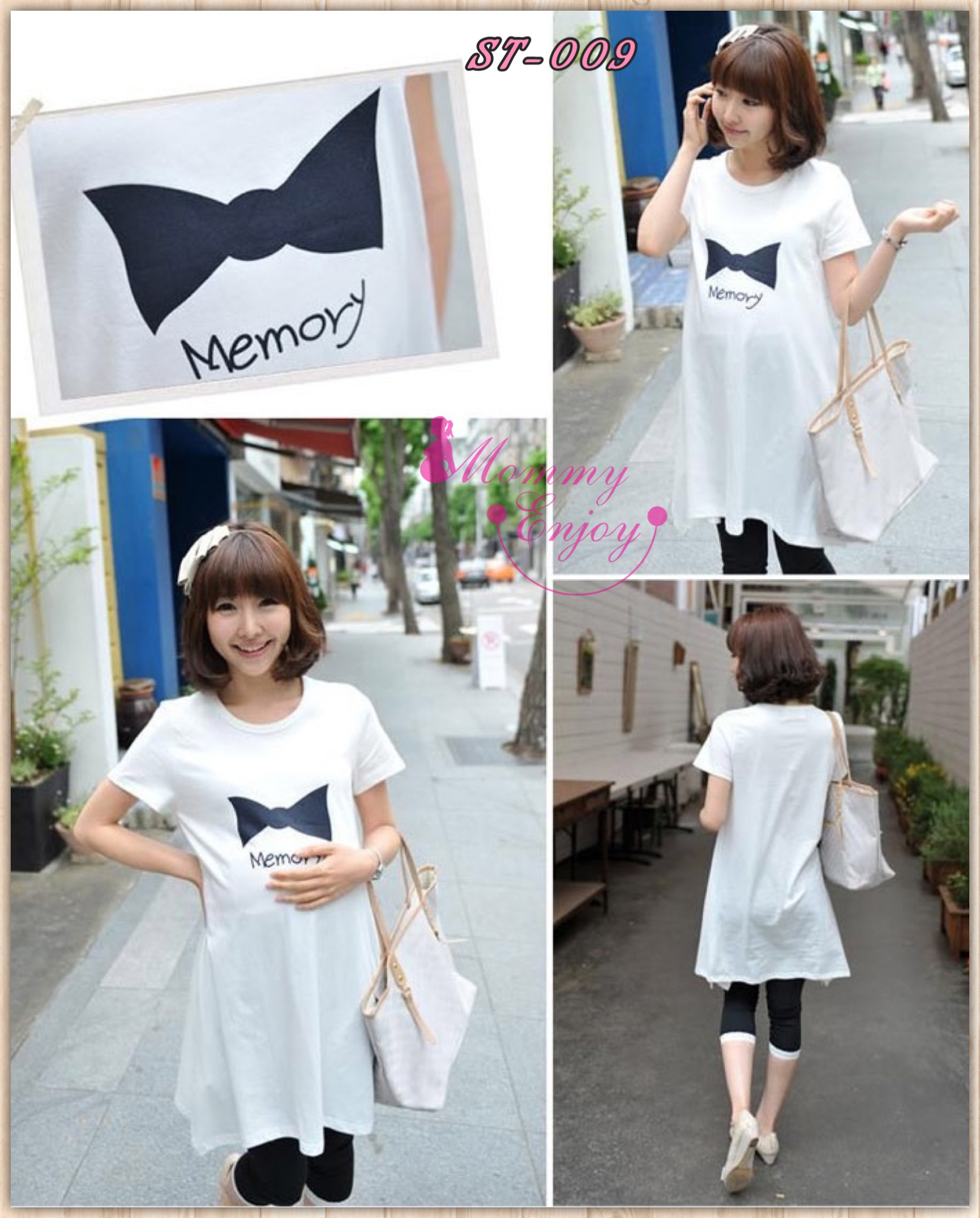 เสื้อคลุมท้อง สีขาว ผ้านิ่มใส่สบาย memory L,XL