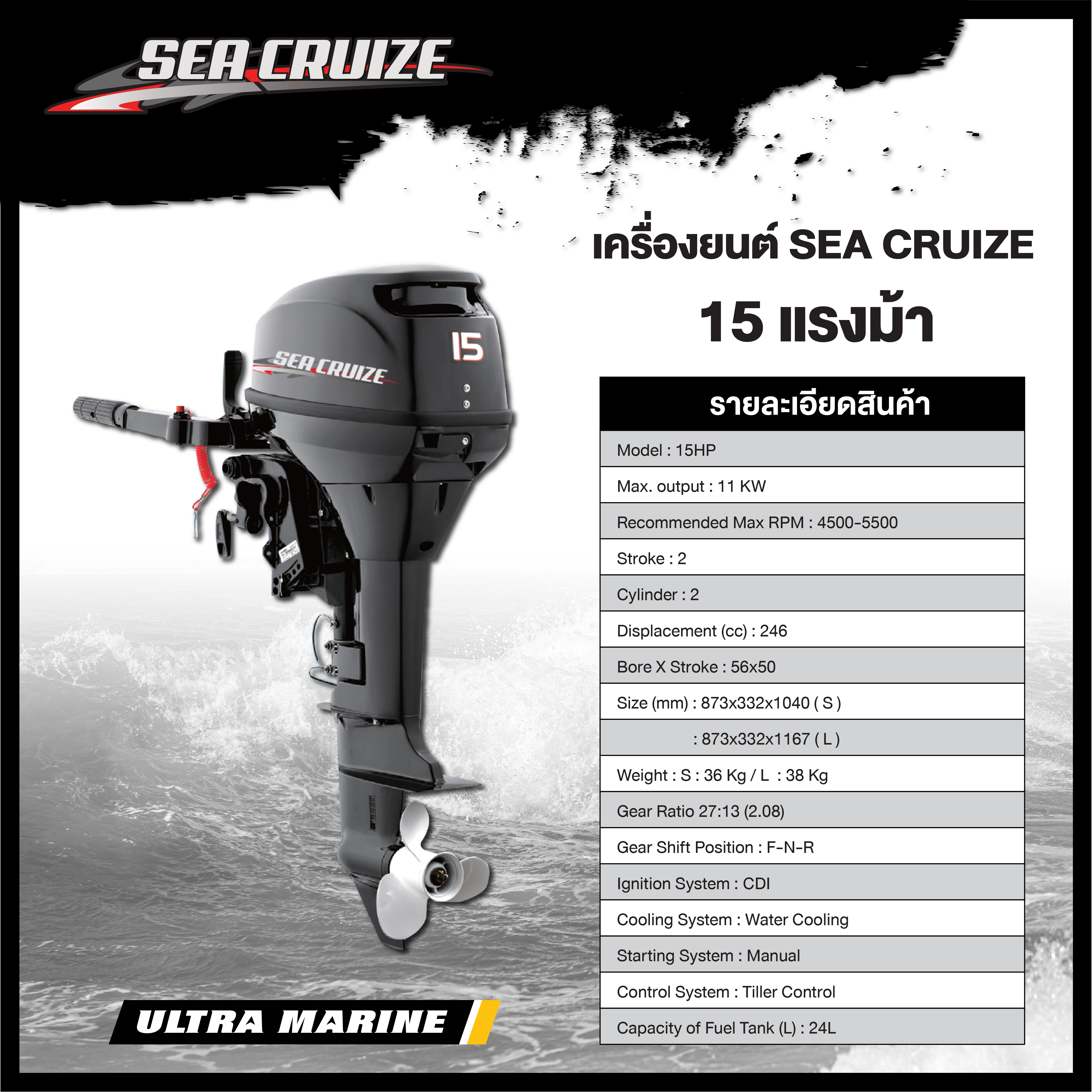 เครื่องยนต์ Sea Cruize 15 แรงม้า