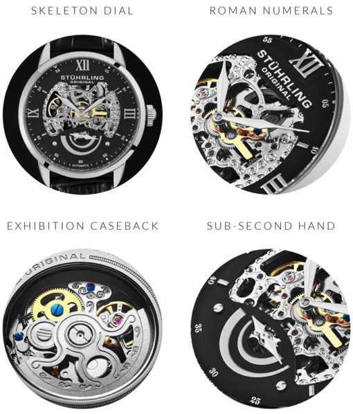 Stuhrling Original 574.02 นาฬิกาผู้ชาย Stuhrling Original รุ่น 574.02, Executive II Stainless Steel Genuine Leather Strap Men's Watch