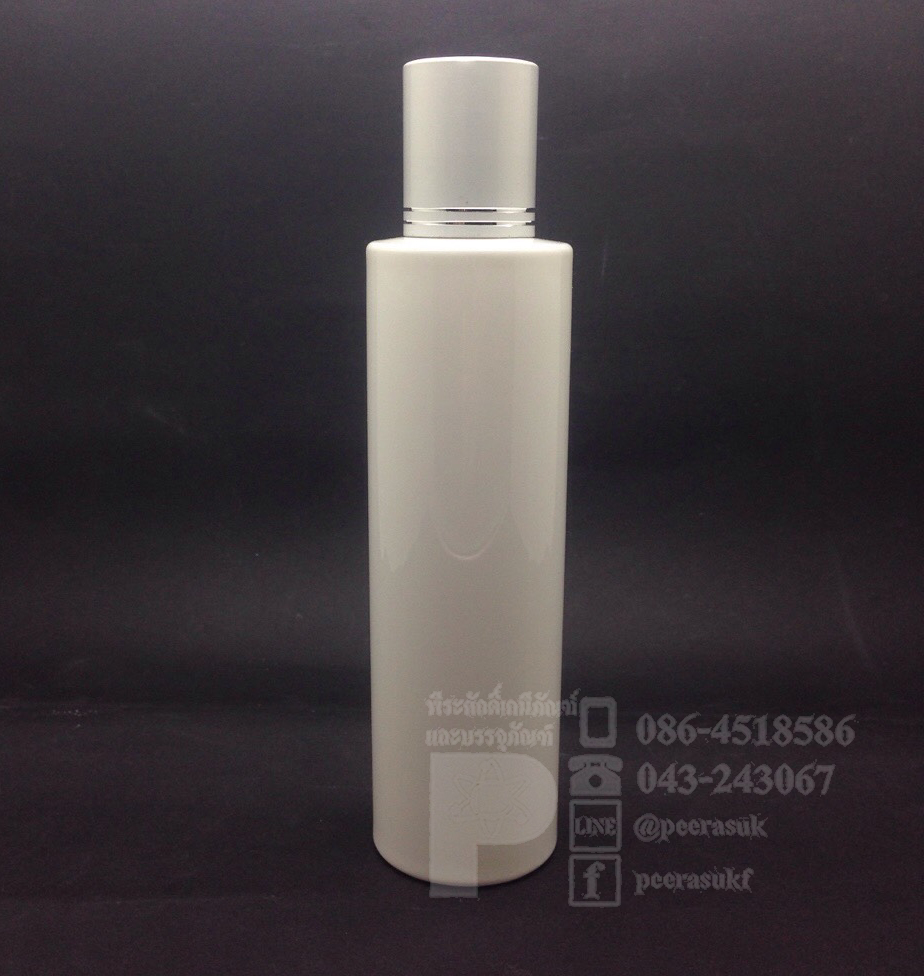 ขวด SA 200 ml สีขาว+จุกตัน+ฝาเกลียวอลูสีเงินลาย 10 ชิ้น