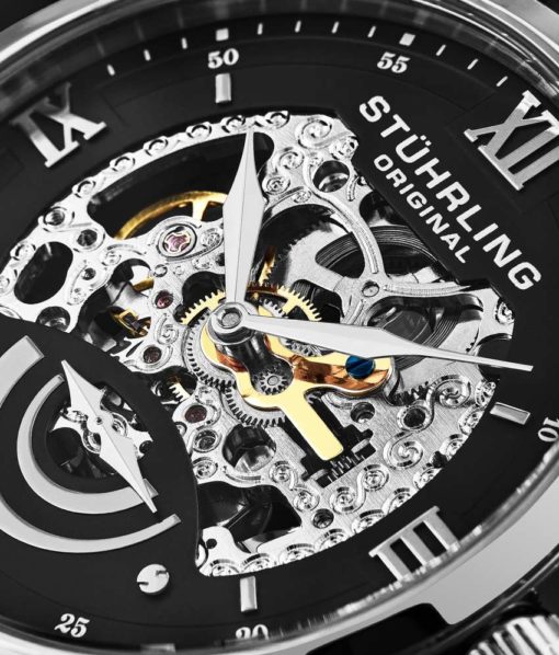 Stuhrling Original 574.02 นาฬิกาผู้ชาย Stuhrling Original รุ่น 574.02, Executive II Stainless Steel Genuine Leather Strap Men's Watch