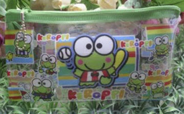 กระเป๋าเครื่องสำอางค์แบบใส กบเขียว
