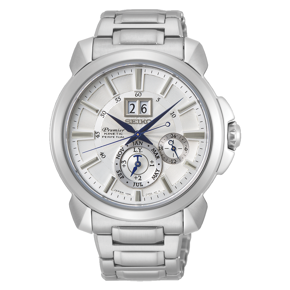 Seiko SNP159P1 นาฬิกาข้อมือผู้ชาย Premier Kinetic Perpetual Men's Watch