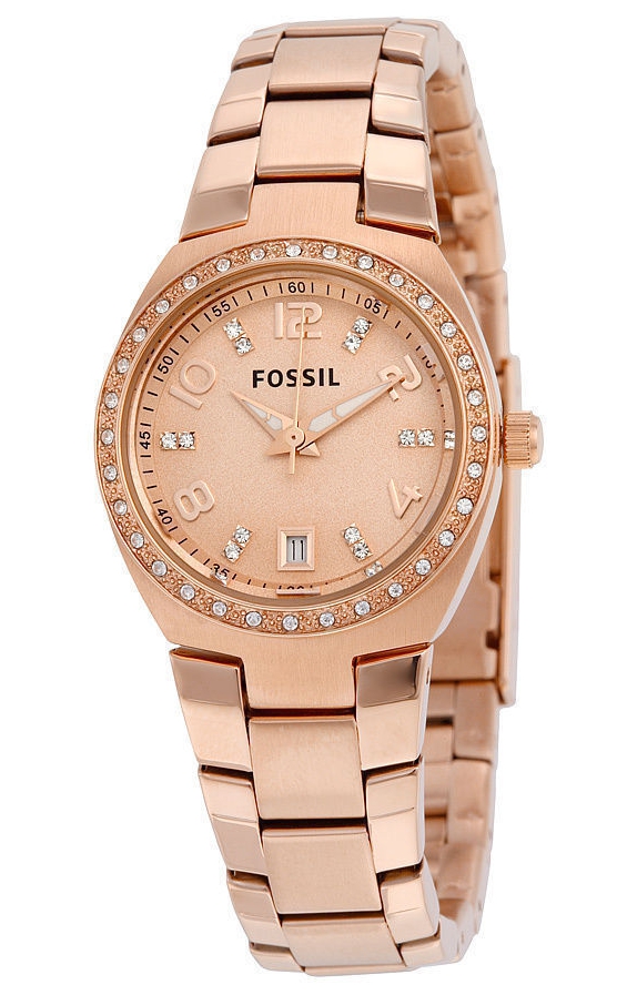 Fossil AM4508 นาฬิกาผู้หญิง Fossil รุ่น AM4508, Serena Crystals Rose Gold-Tone Stainless Women's Watch