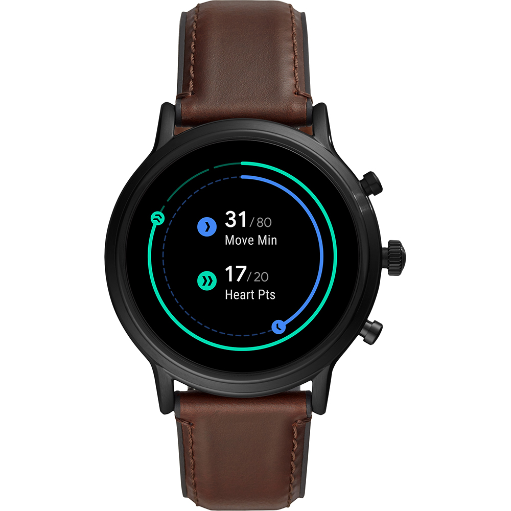 Fossil FTW4026 นาฬิกาผู้ชาย Gen 5 Smartwatch The Carlyle HR Dark Brown Leather Men's Watch