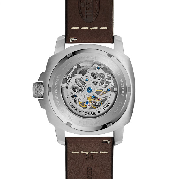 Fossil ME3083 นาฬิกาผู้ชาย Fossil รุ่น ME3083, Modern Machine Automatic Brown Leather Men's Watch