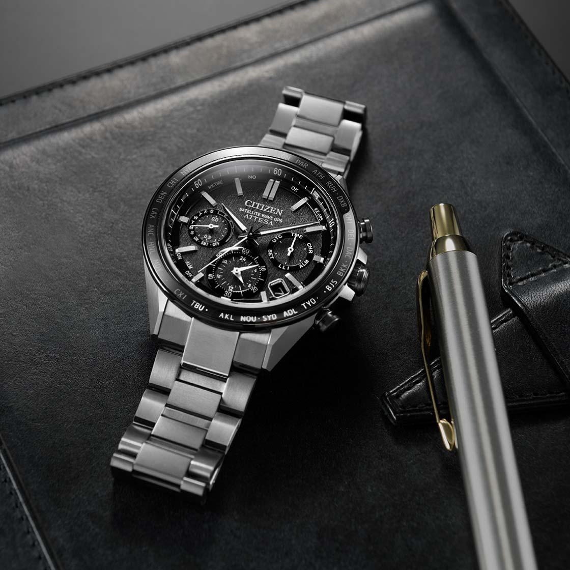 Citizen CC4058-67X นาฬิกาผู้ชาย Attesa Super Titanium™ / Satellite Timekeeping Eco-Drive Men's Watch