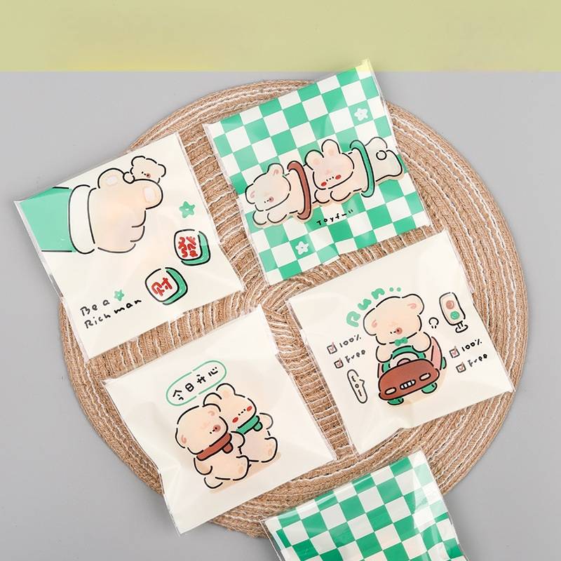 ถุงคุ๊กกี้ ฝากาว ขนาด 7x7 ซม.(ลายพิเศษสุด) จำนวน 95-100 ชิ้นต่อแพ็ค ชุดที่ 3/3