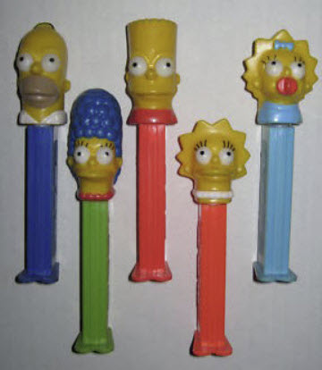 เพซครอบครัวซิมป์สัน (Simpsons Pez) ครบชุด 5 ชิ้น ไม่มีซอง