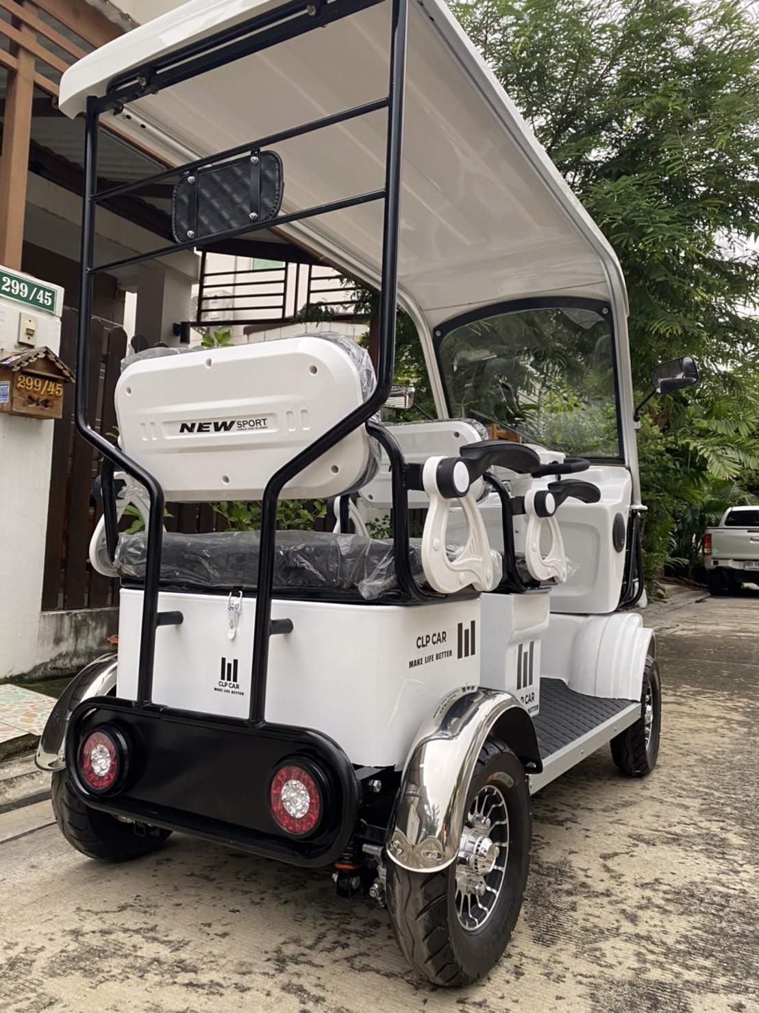 รถไฟฟ้า 4 ล้อ 3 ที่นั่ง รุ่น M-03 ยี่ห้อ CLP CAR ขับแฮนด์บิด ขาว