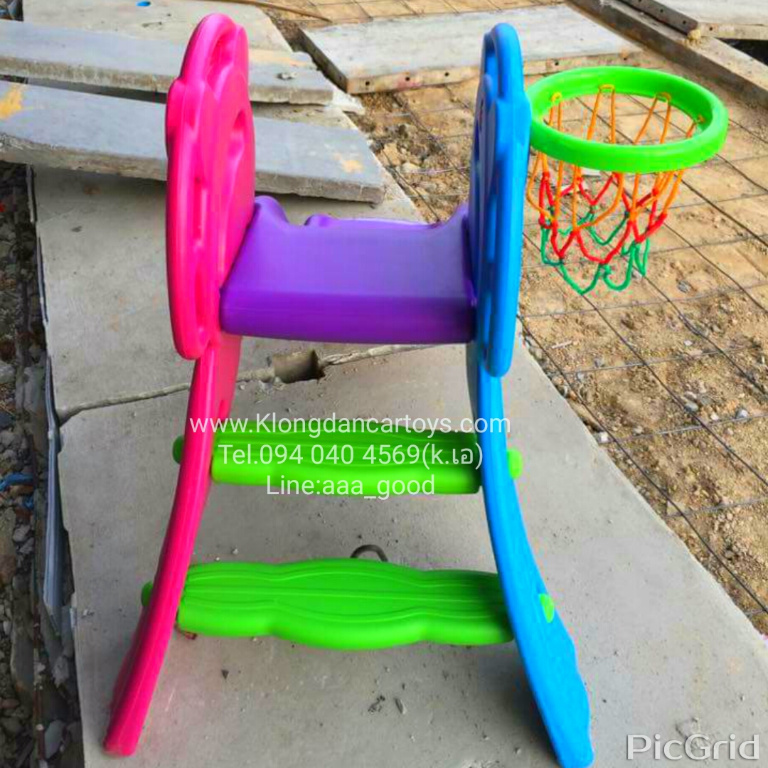 สไลเดอร์พับได้ Teddy bear (มีแป้นบาส + ลูกบาส)