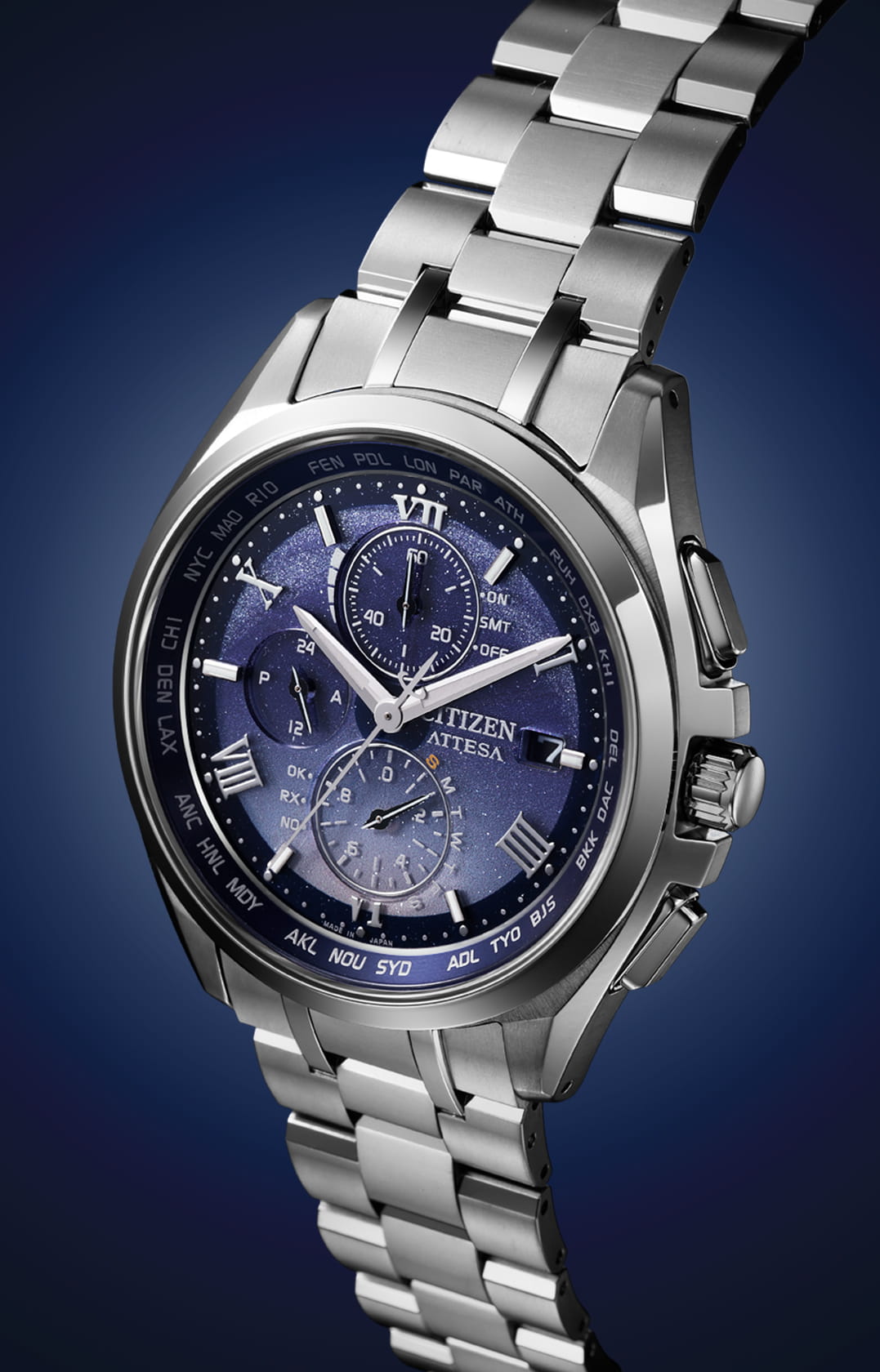 Citizen AT8240-66L นาฬิกาผู้ชาย Attesa Radio Controlled Titanium Eco-Drive Men's Watch