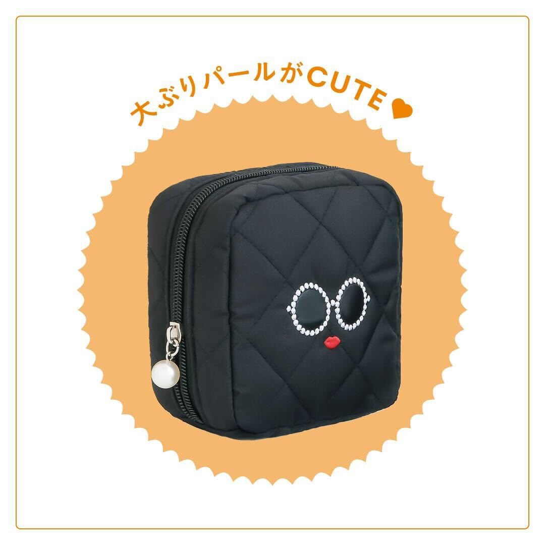 [PRE-ORDER] กระเป๋าใส่ของ ขนาดมินิ a-jolie Vertical Pouch 10th Anniversary กระเป๋าผ้าควิลท์ สีดำ แว่นดำ ตาโต กรอบมุก นำเข้าจากญี่ปุ่น ajolieアジョリー バッグ