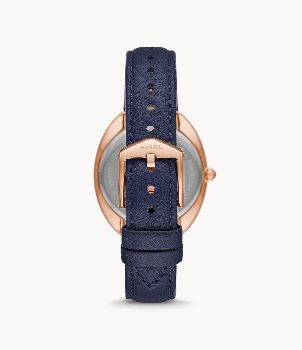 Fossil ES5116 นาฬิกาผู้หญิง Gabby Three-Hand Date Navy Leather Women's Watch