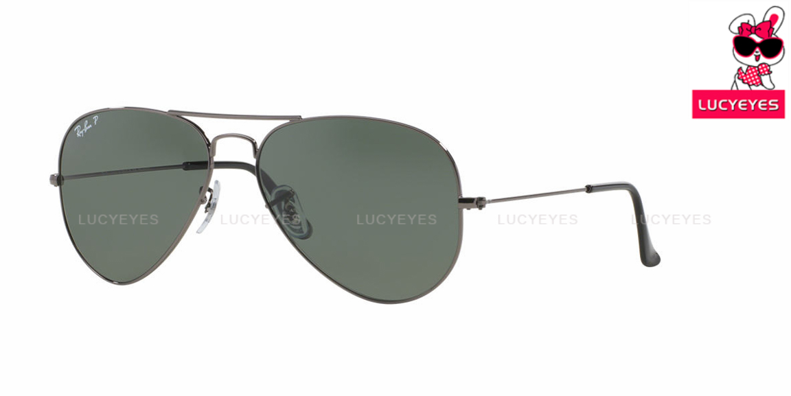 RayBan RB3025 004/58 AVIATOR LARGE METAL กรอบ GUNMETAL เลนส์เขียว Polarized