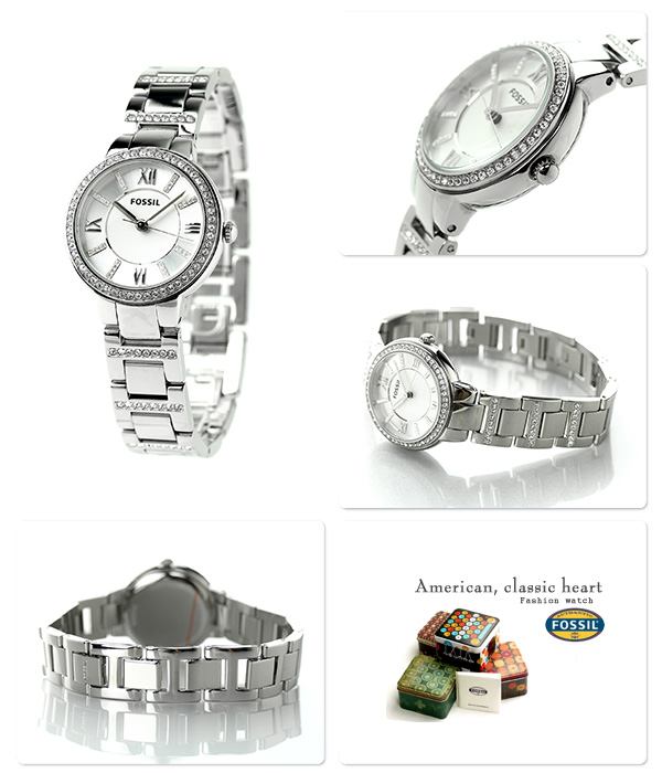 Fossil ES3282 นาฬิกาผู้หญิง Fossil รุ่น ES3282, Virginia Silver Dial Women's Watch