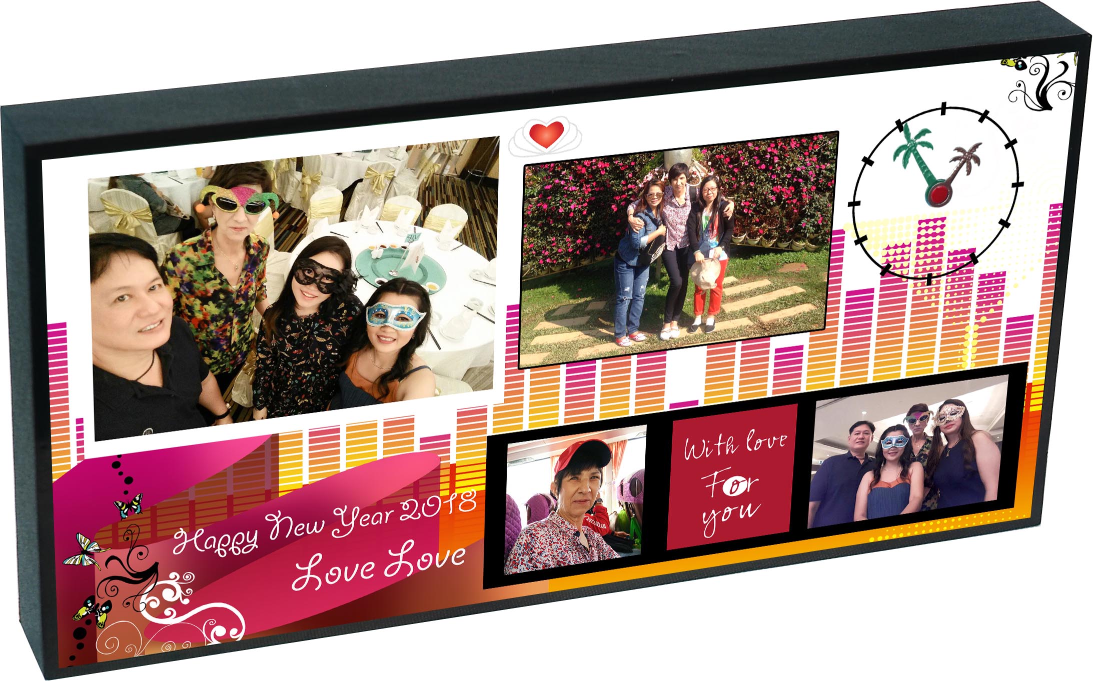 ของขวัญปีใหม่ นาฬิการูปภาพตัวเอง กรอบลอย เคลือบด้าน ขนาด 6x12 นิ้ว
