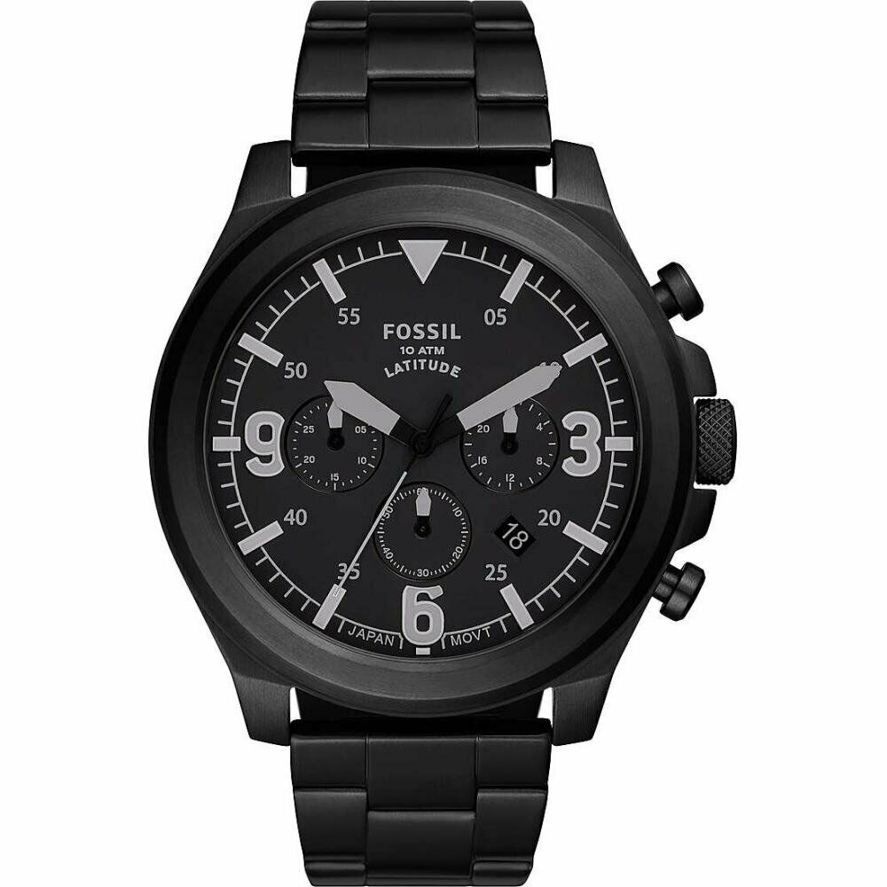 Fossil FS5754 นาฬิกาผู้ชาย Latitude Chronograph Black Quartz Men's Watch