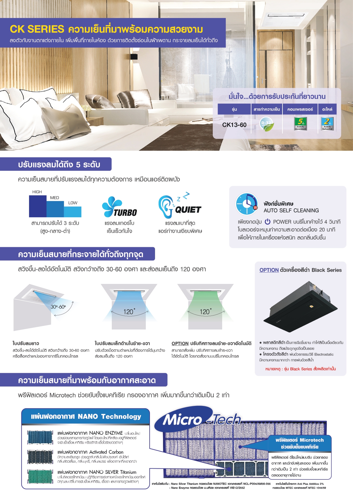 แอร์ AMENA แบบหนึ่งทิศทาง ขนาด 44,000 BTU รุ่น CK44B-MNVJE/KC44B-RSYJE (FIXED SPEED)(CK SERIES)