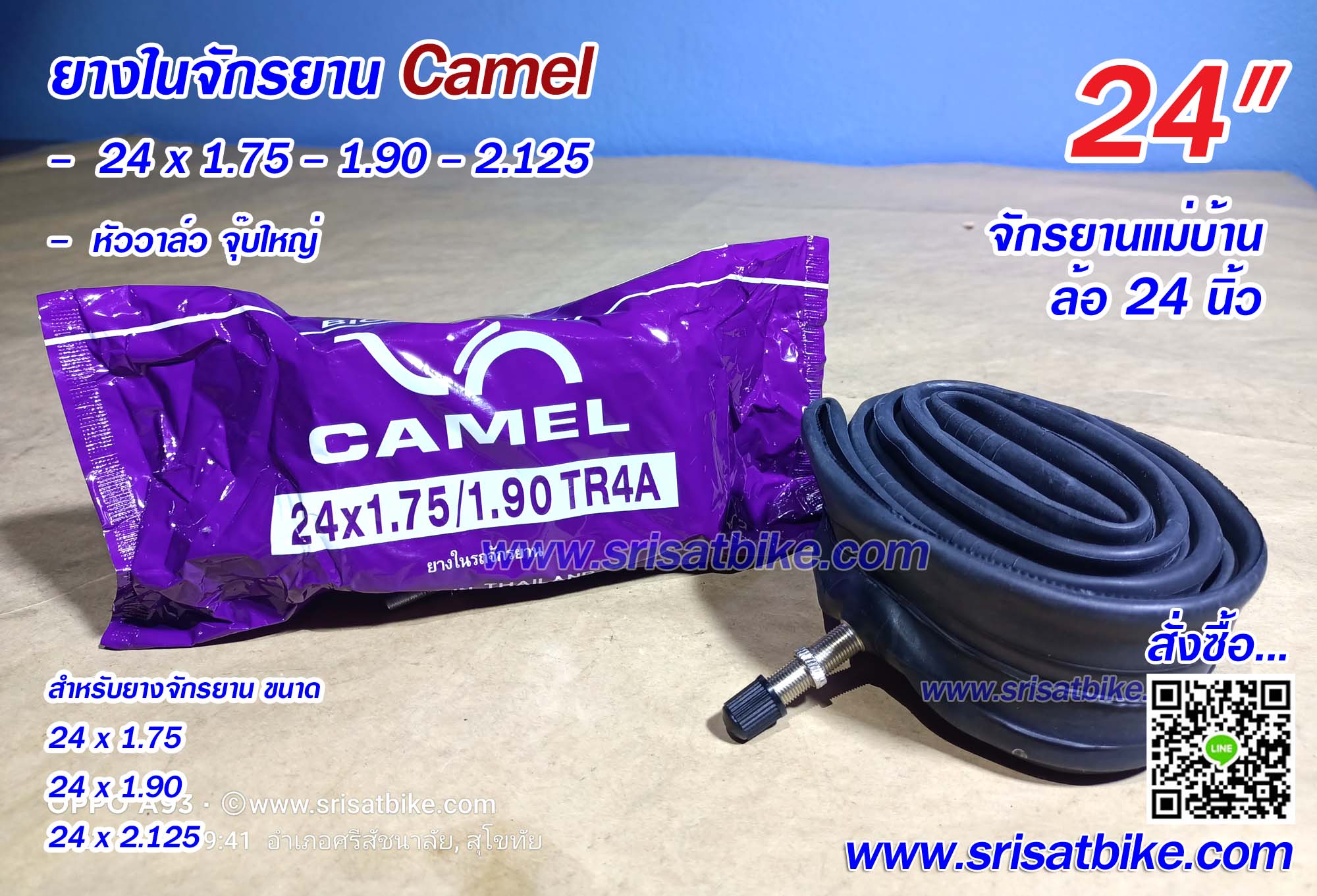 ยางในจักรยาน 24 x 1.75 - 2.125 Camel (จุ๊บใหญ่)