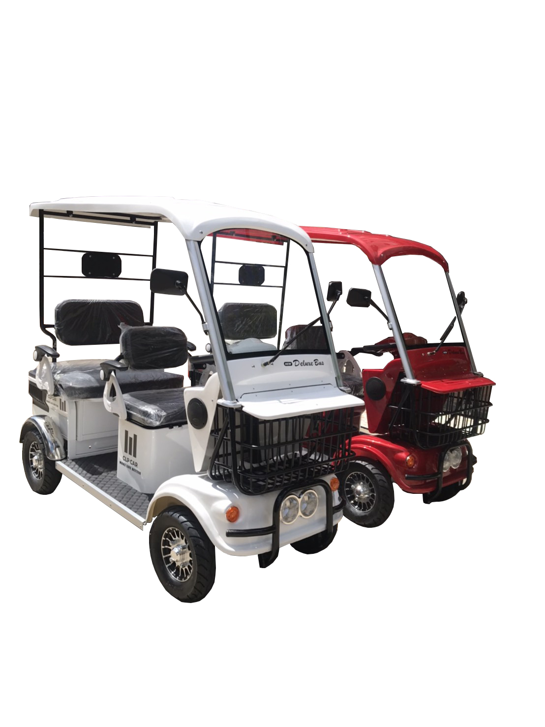 รถไฟฟ้า 4 ล้อ 3 ที่นั่ง รุ่น M-01 ยี่ห้อ CLP CAR สีขาว ขับแฮนด์บิด