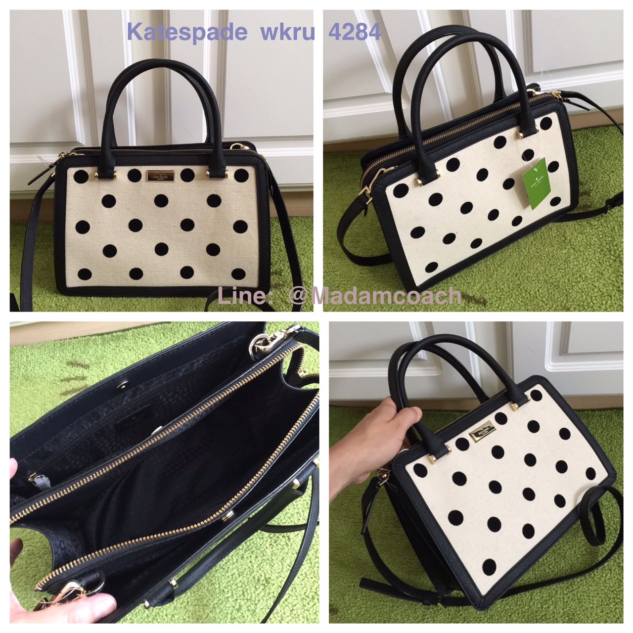 ของแท้ Kate Spade WKRU4284 Lise Bixby Place Black Polka Dot Crossbody Purse