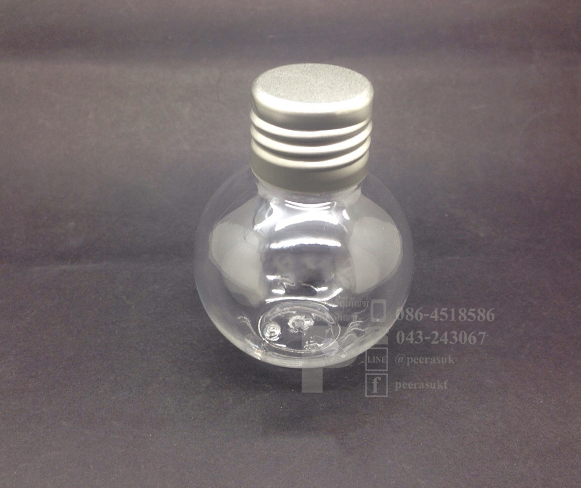 ขวดบอล 50 ml ใส+จุกรู+ฝาเกลียวสีเงิน แพคละ 10 ชิ้น