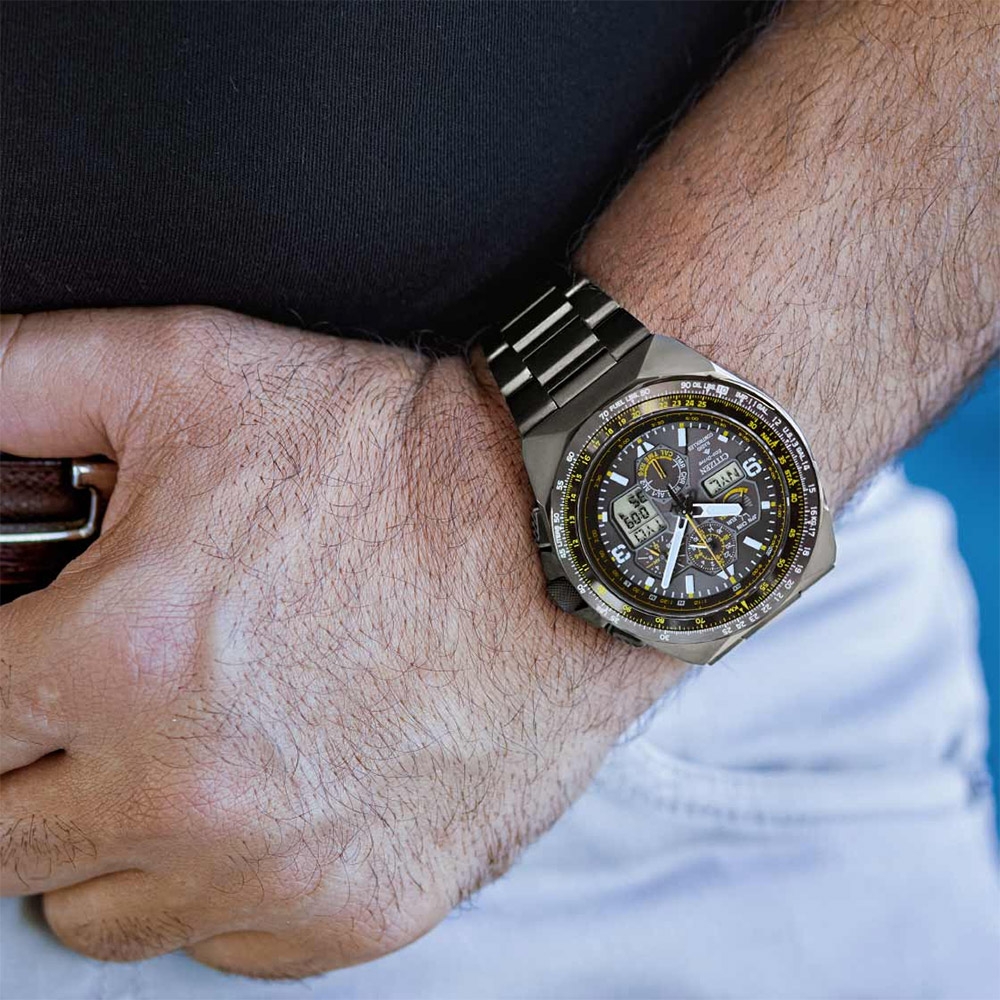 Citizen JY8127-59E นาฬิกาผู้ชาย Eco-Drive Promaster Skyhawk A-T Chronograph GMT Men's Watch