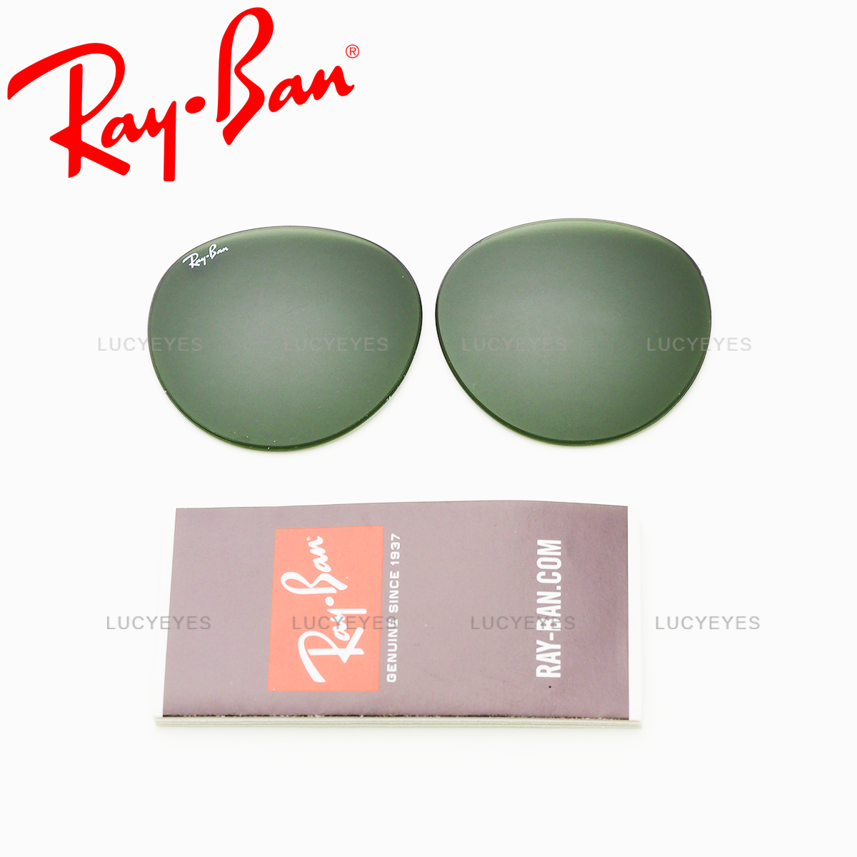 เลนส์ RAYBAN แท้ 100% RB3447, ROUND METAL, เลนส์สีเขียวอ่อน
