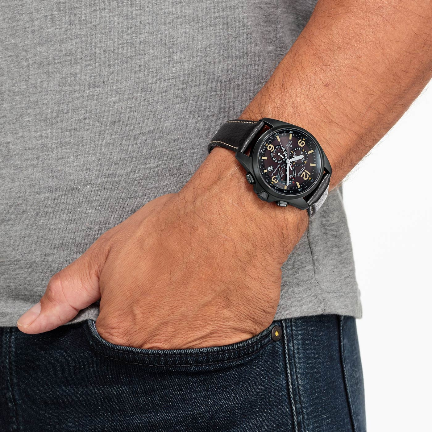 Citizen CB5925-15E นาฬิกาผู้ชาย Eco-Drive Promaster Sky Radio Controlled Pilot Chronograph Men's Watch