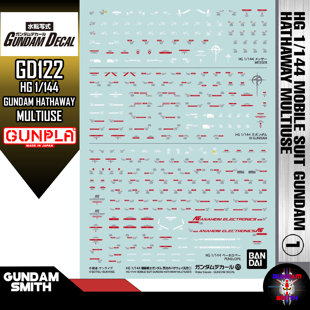 WATER DECAL GD122 GUNDAM HATHAWAY MULTIUSE