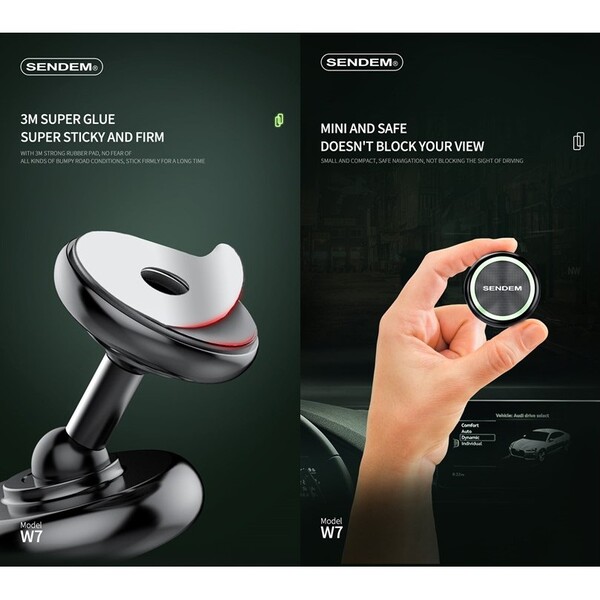 ที่วางมือถือ Sendem W7 Luminous Car Moust ยึดแน่นด้วยแถบแม่เหล็กแบบใหม่ ประกันศูนย์ 1 ปี
